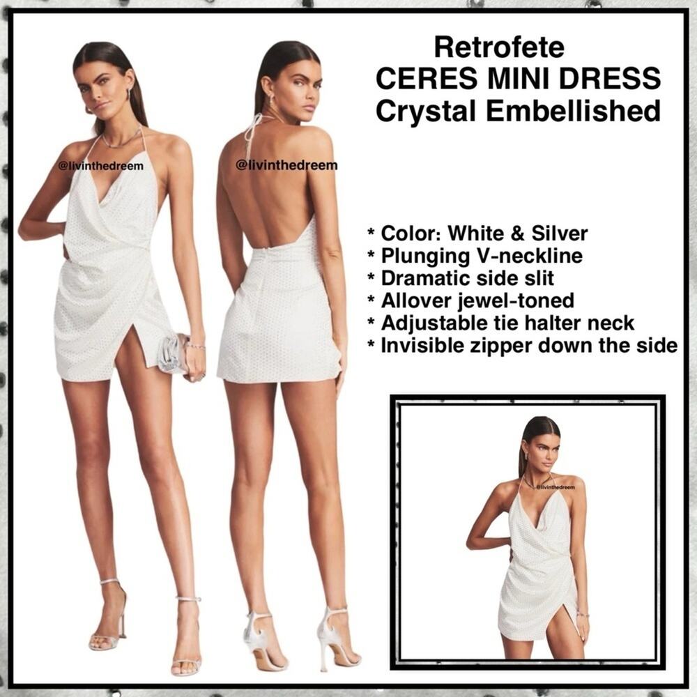 Retrofete CERES MINI DRESS Crystal Embellished XL NWT $767